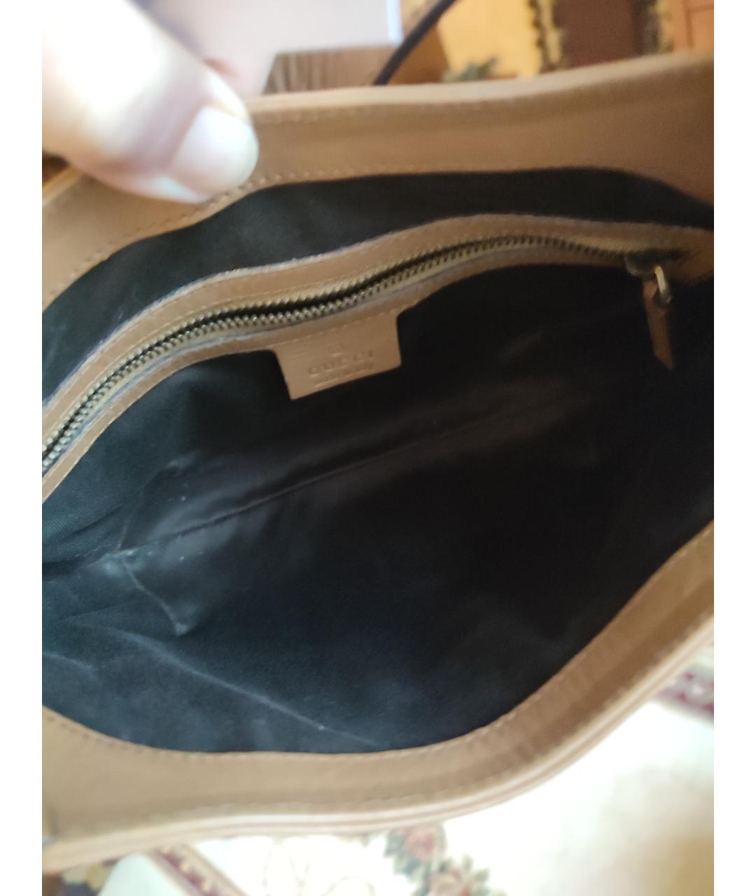 GUCCI Бежевая кожаная сумка через плечо, фото 5