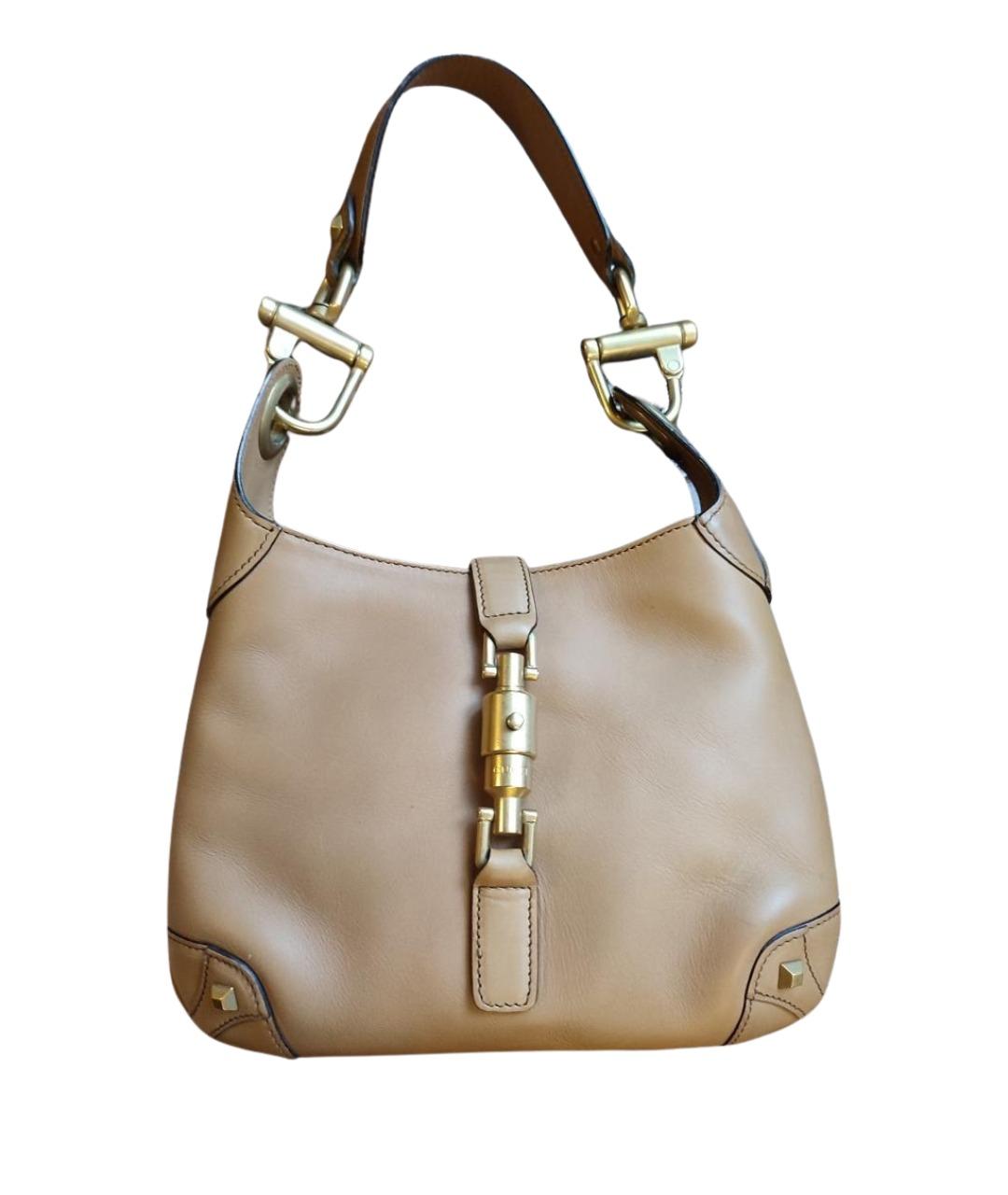 GUCCI Бежевая кожаная сумка через плечо, фото 1