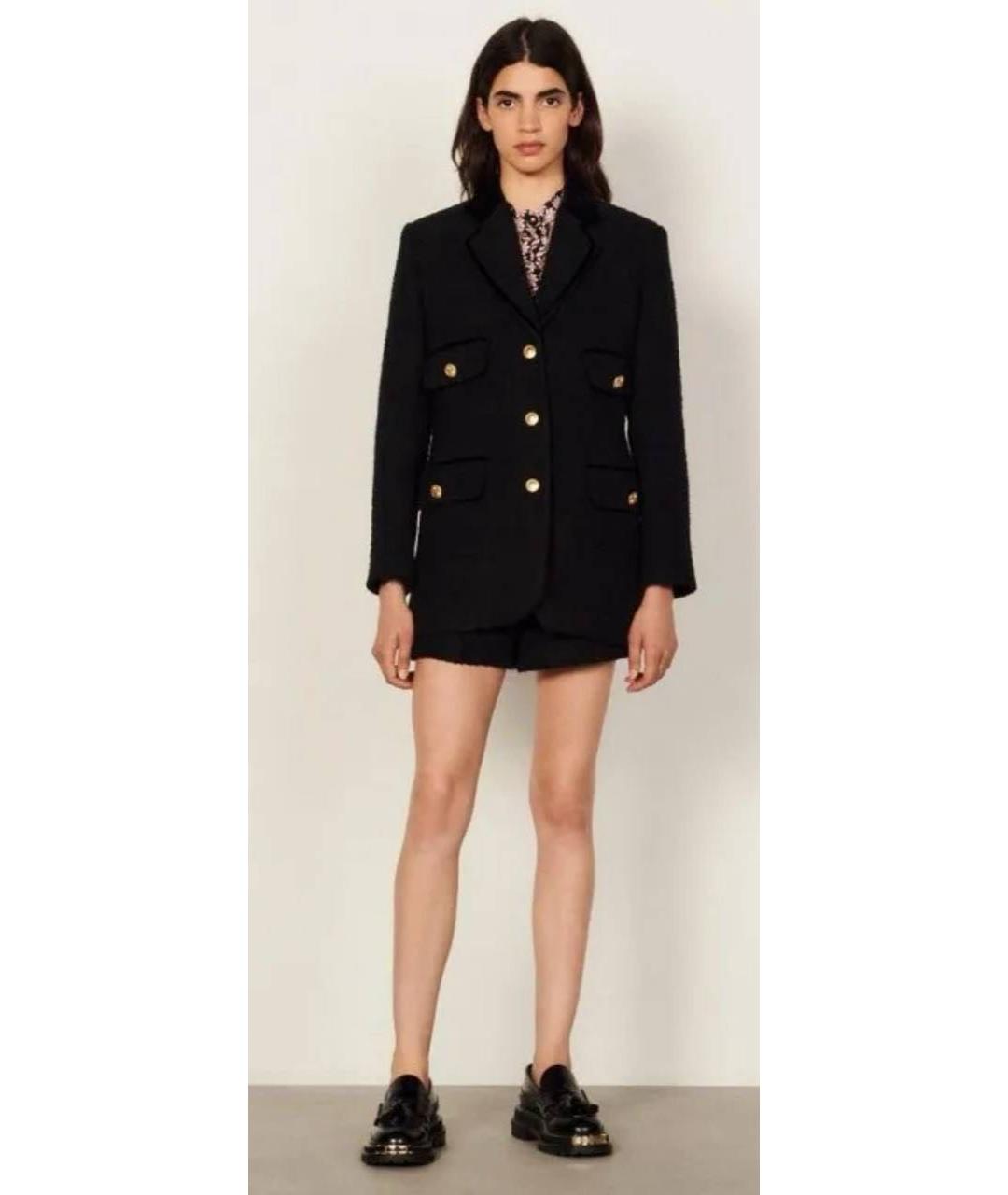 SANDRO Черный хлопковый жакет/пиджак, фото 4