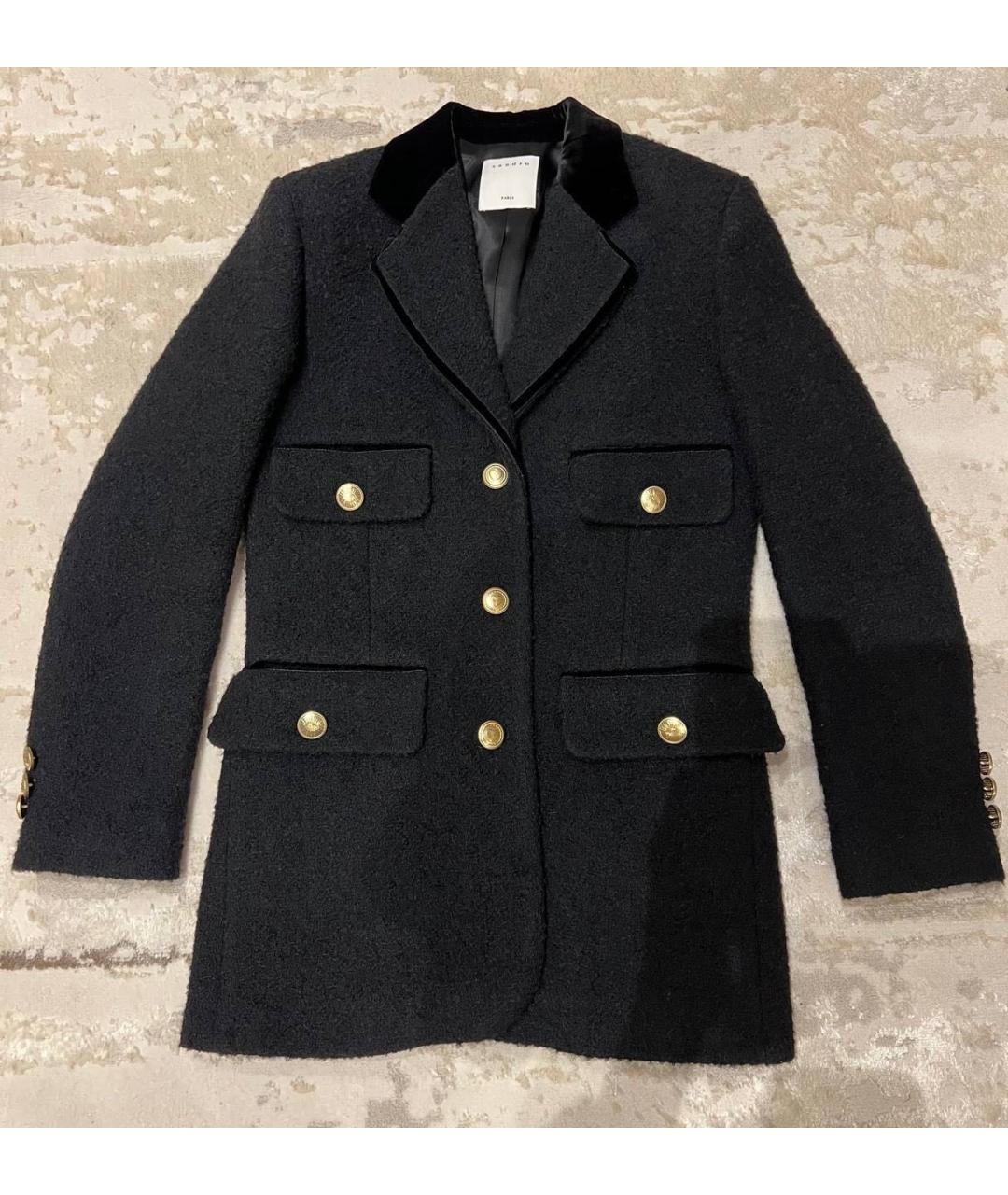 SANDRO Черный хлопковый жакет/пиджак, фото 6