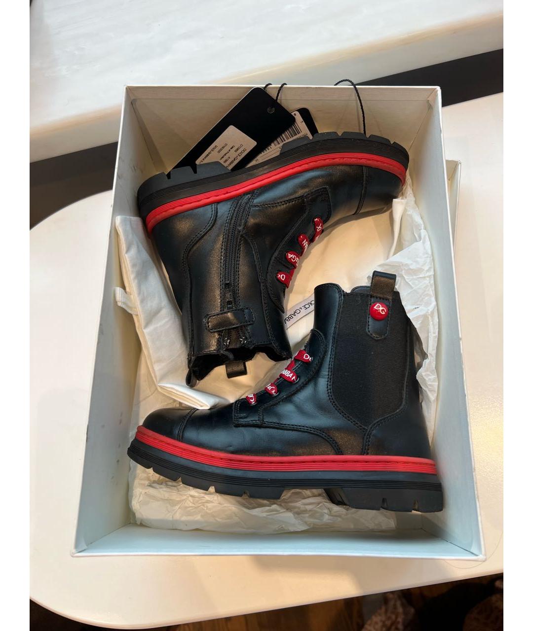 DOLCE&GABBANA Черные кожаные ботинки, фото 2