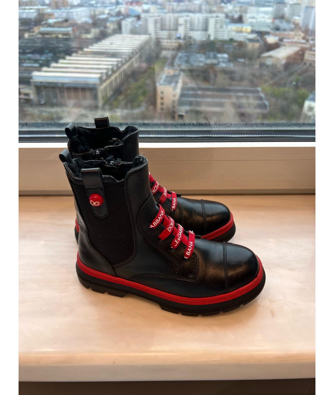 DOLCE&GABBANA Черные кожаные ботинки, фото 9