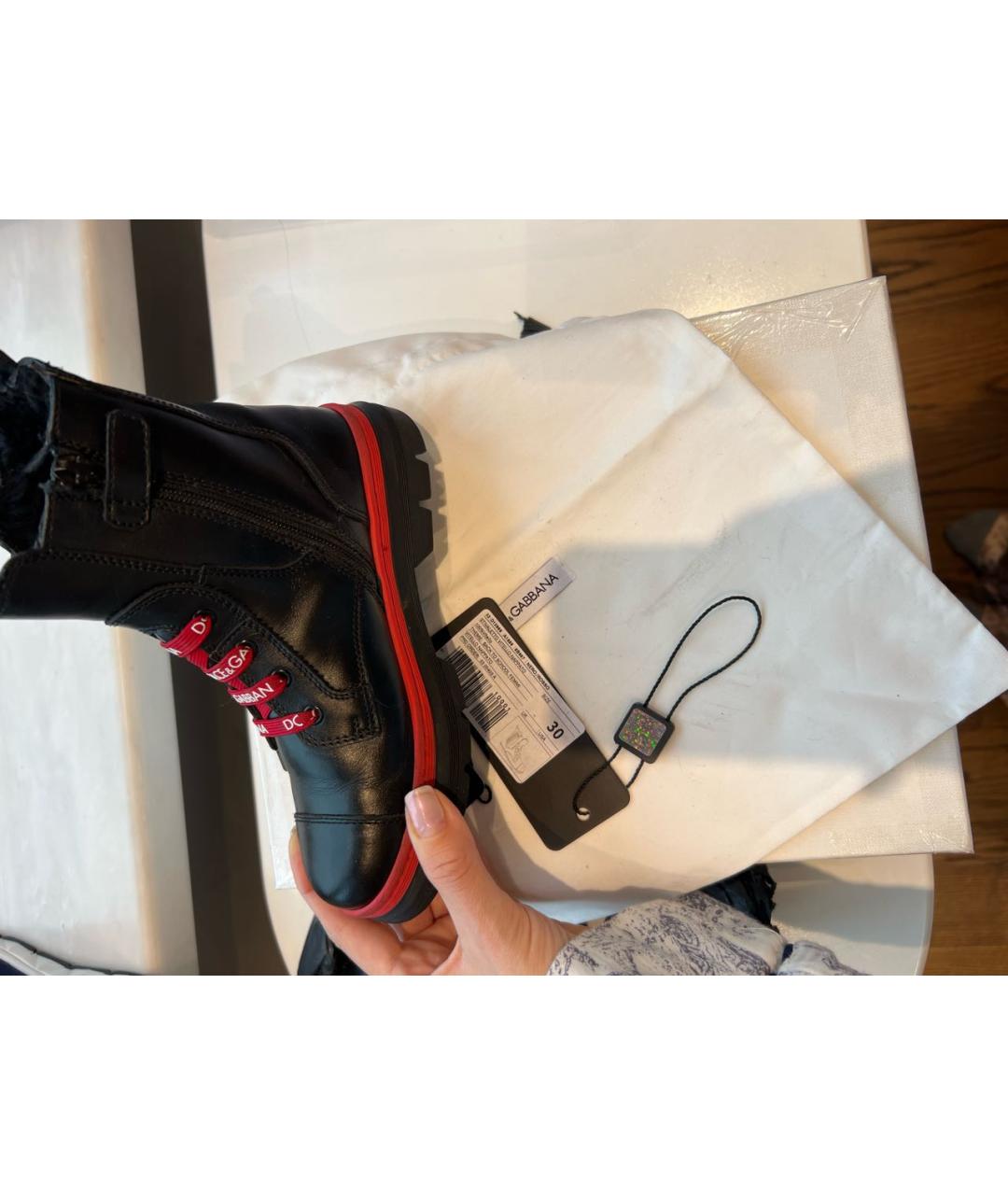 DOLCE&GABBANA Черные кожаные ботинки, фото 8