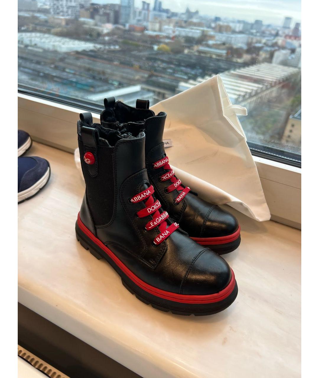 DOLCE&GABBANA Черные кожаные ботинки, фото 7