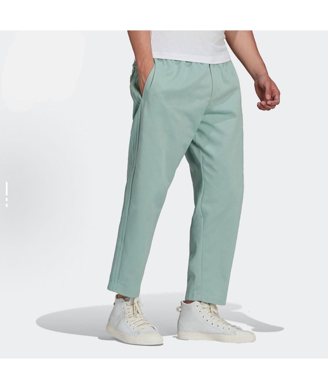 ADIDAS Салатовые хлопковые повседневные брюки, фото 1