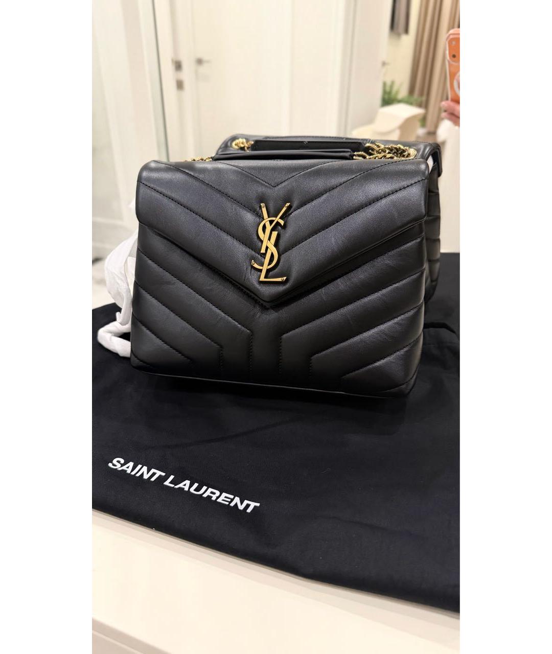 SAINT LAURENT Черная кожаная сумка через плечо, фото 2