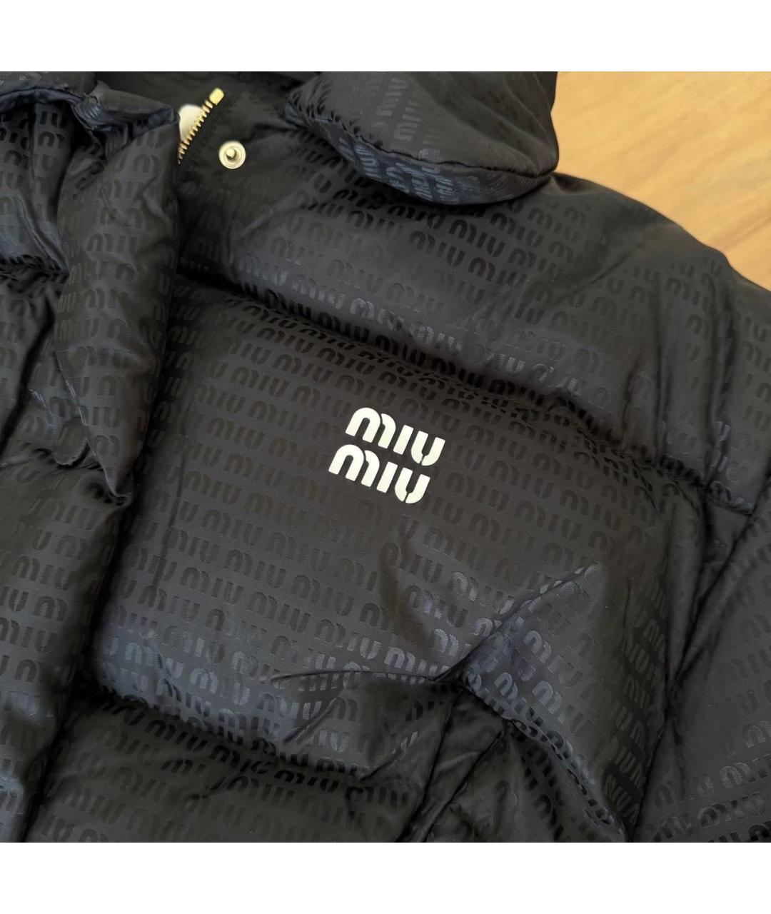 MIU MIU Черный полиамидовый пуховик, фото 4