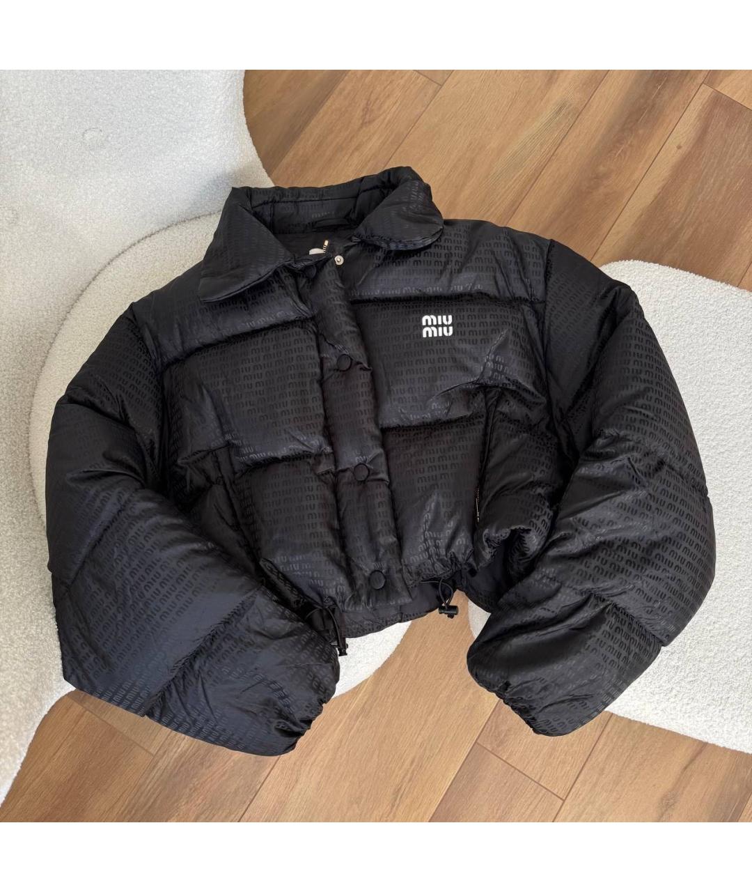 MIU MIU Черный полиамидовый пуховик, фото 2