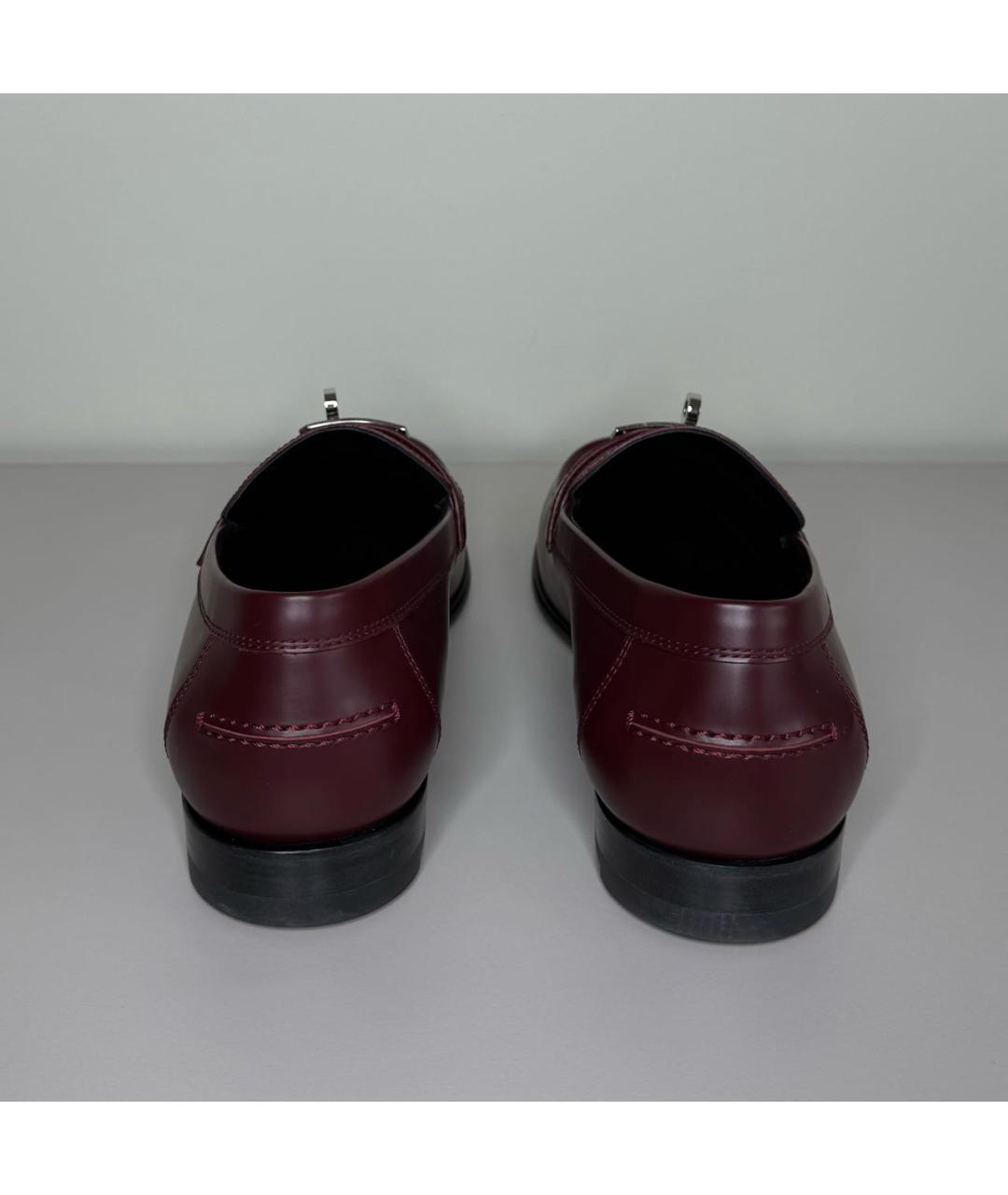 HERMES Бордовые кожаные лоферы, фото 4