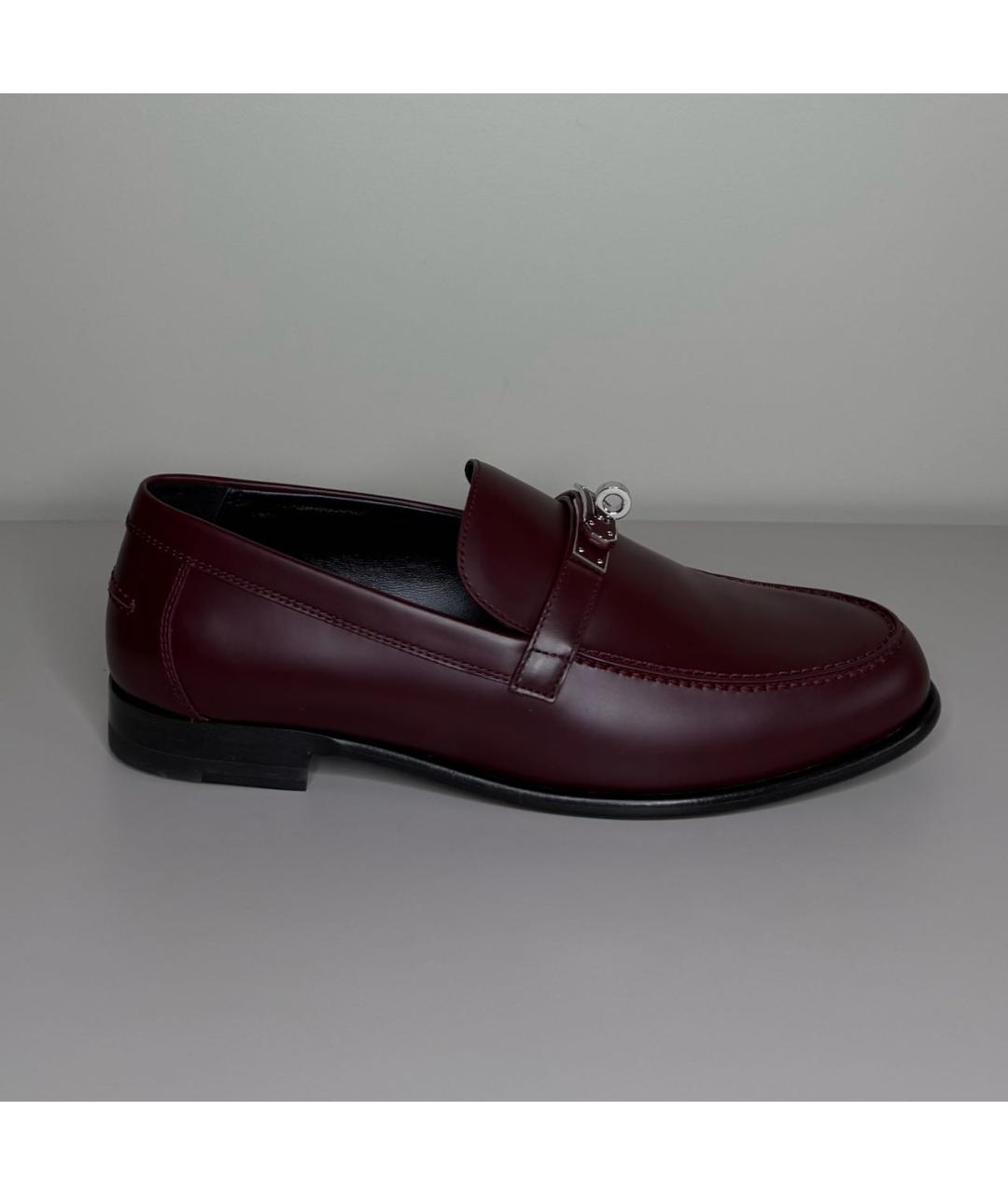 HERMES Бордовые кожаные лоферы, фото 8