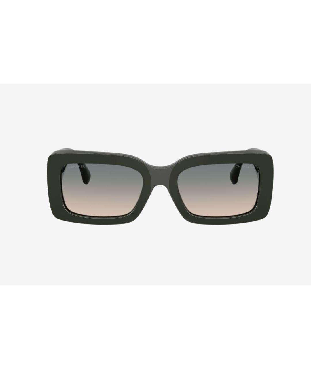 CHANEL Зеленые пластиковые солнцезащитные очки, фото 5