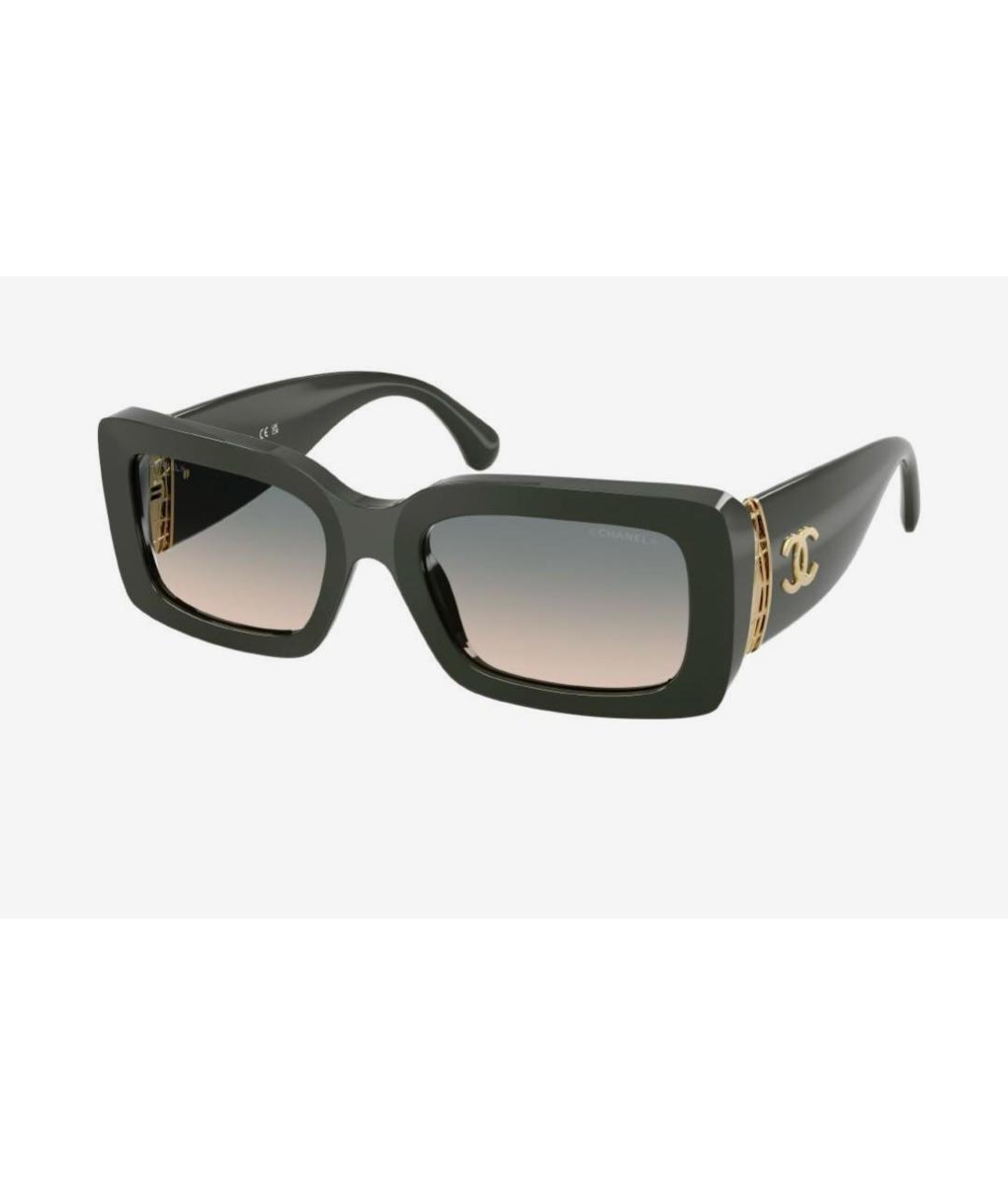 CHANEL Зеленые пластиковые солнцезащитные очки, фото 2