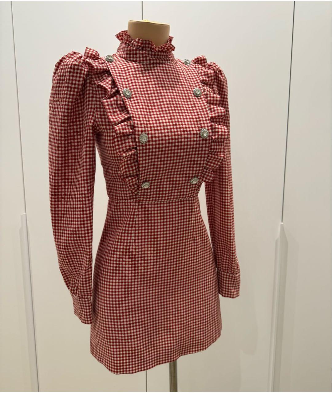 ALESSANDRA RICH Красное шерстяное коктейльное платье, фото 6