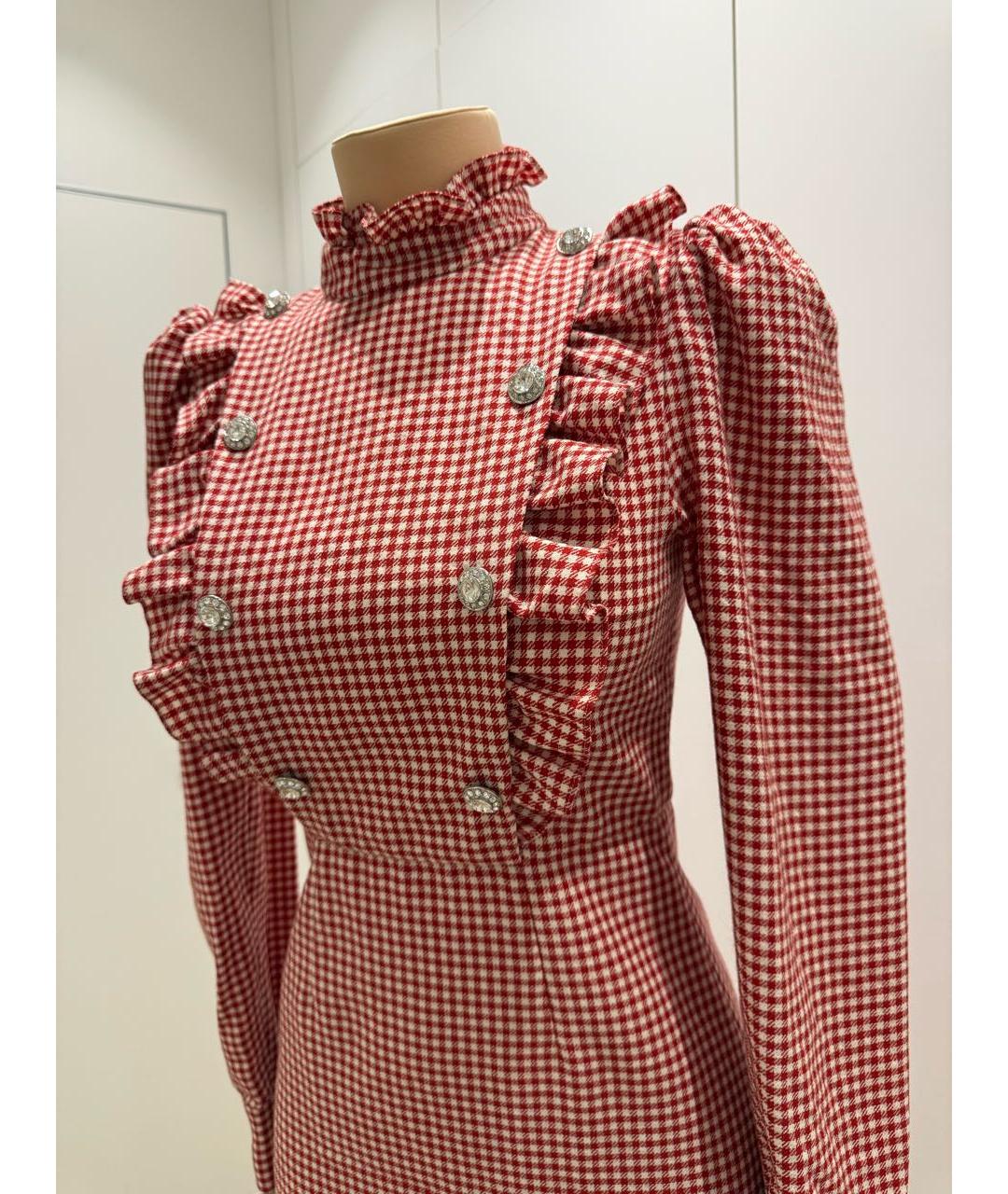 ALESSANDRA RICH Красное шерстяное коктейльное платье, фото 3