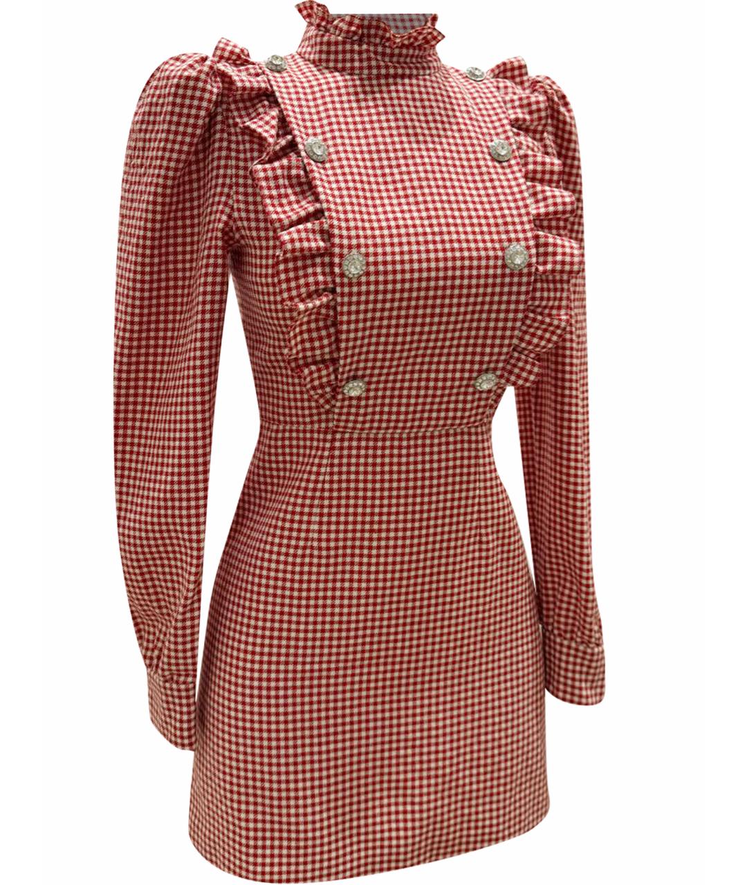 ALESSANDRA RICH Красное шерстяное коктейльное платье, фото 1