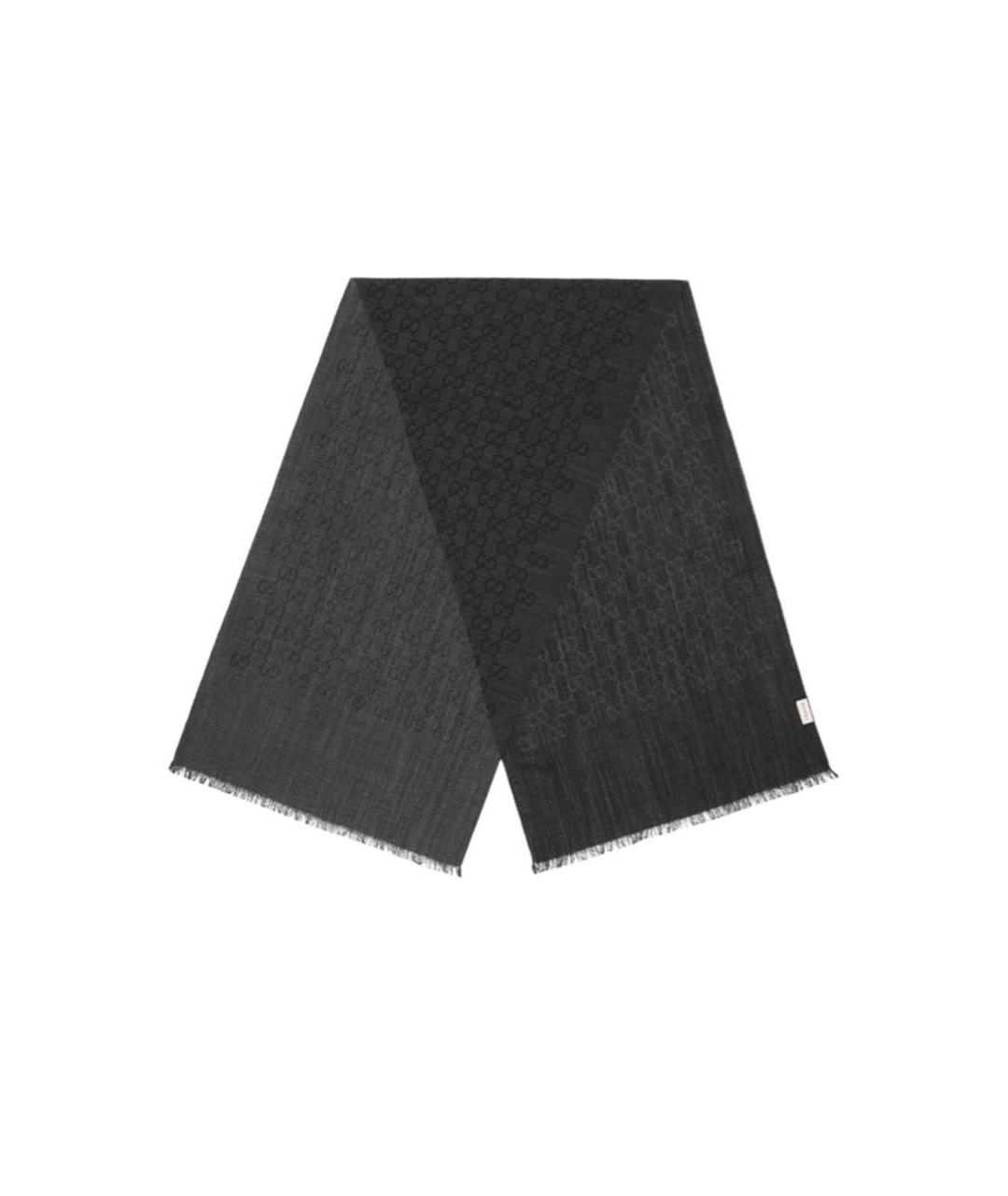 GUCCI Черный шерстяной шарф, фото 1