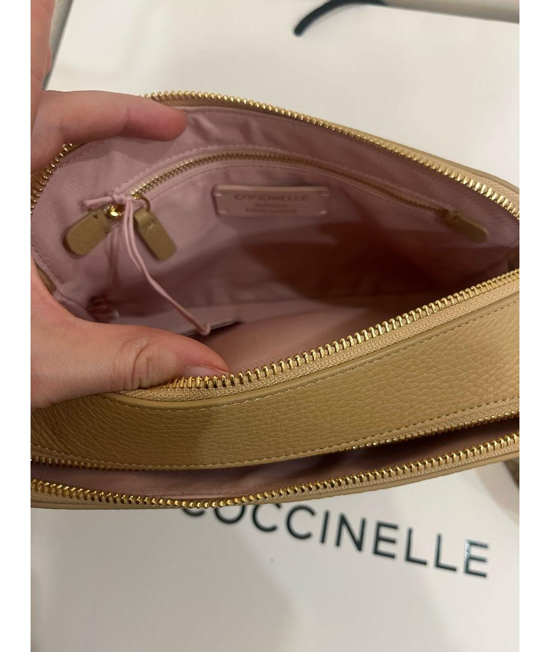 COCCINELLE Бежевая кожаная сумка тоут, фото 5