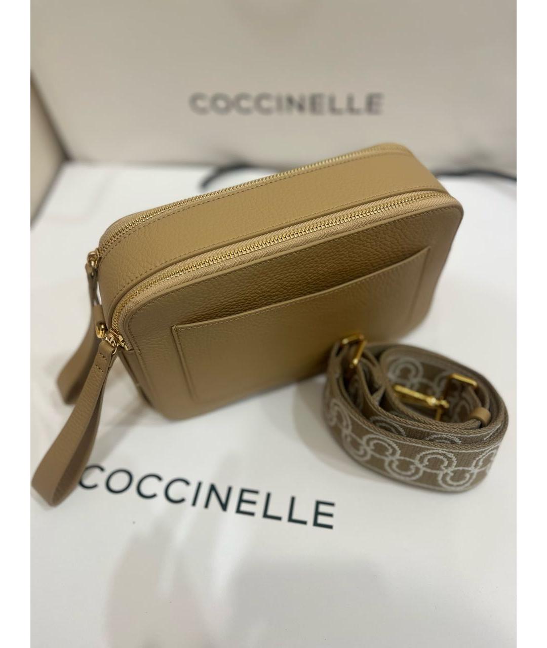 COCCINELLE Бежевая кожаная сумка тоут, фото 2