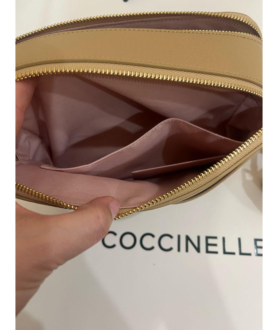 COCCINELLE Бежевая кожаная сумка тоут, фото 4