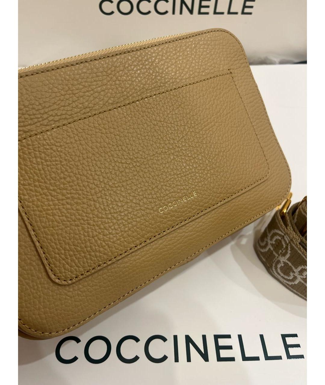 COCCINELLE Бежевая кожаная сумка тоут, фото 3