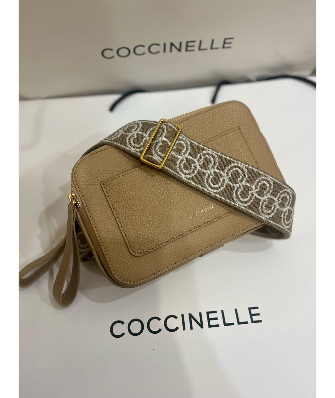 COCCINELLE Бежевая кожаная сумка тоут, фото 6