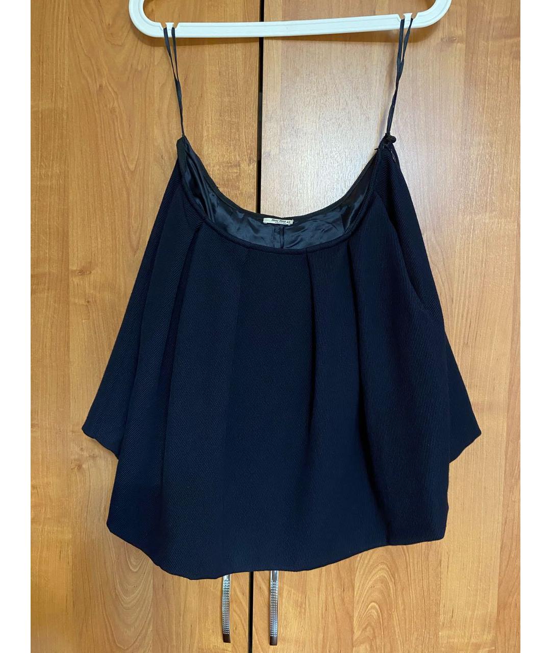 MIU MIU Темно-синяя шерстяная юбка мини, фото 6