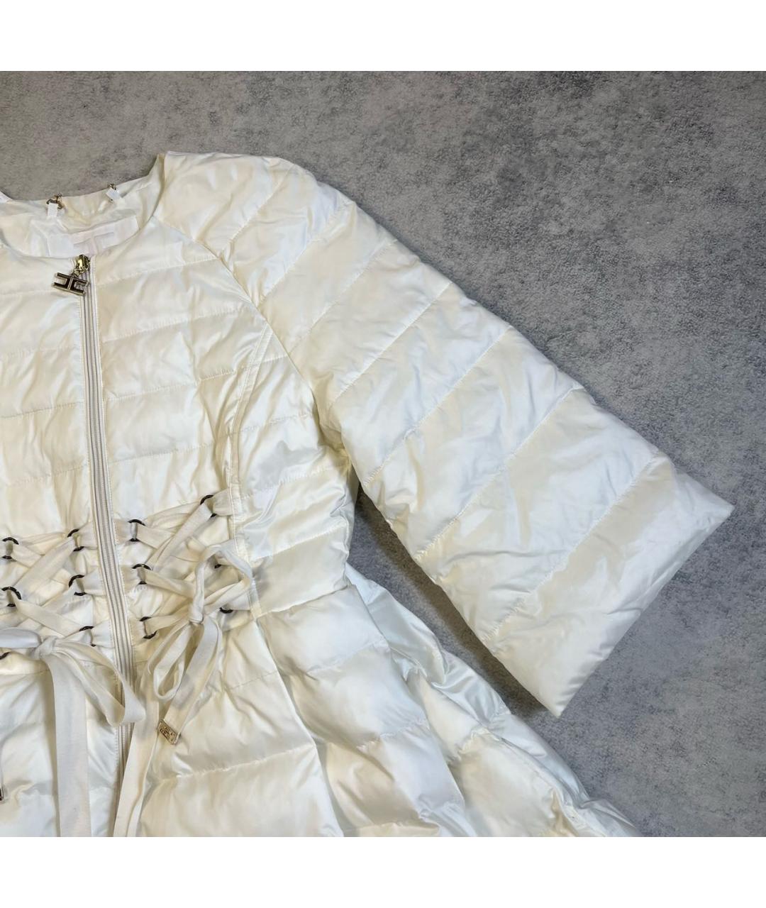ELISABETTA FRANCHI Белый полиэстеровый пуховик, фото 5