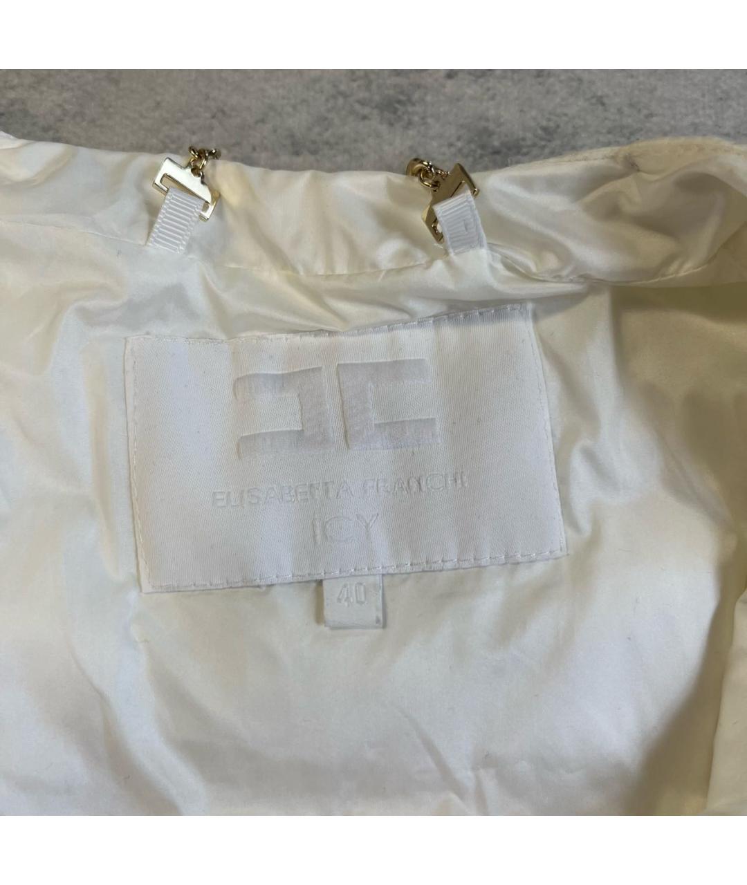 ELISABETTA FRANCHI Белый полиэстеровый пуховик, фото 7