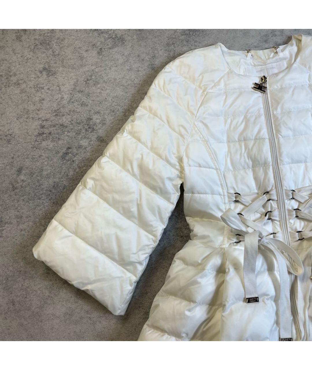 ELISABETTA FRANCHI Белый полиэстеровый пуховик, фото 4