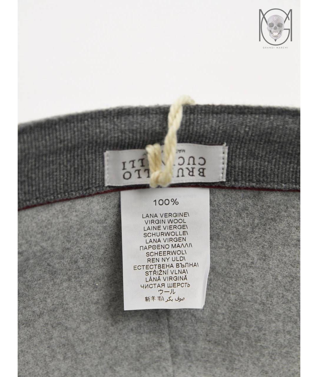 BRUNELLO CUCINELLI Серая шерстяная кепка/бейсболка, фото 8