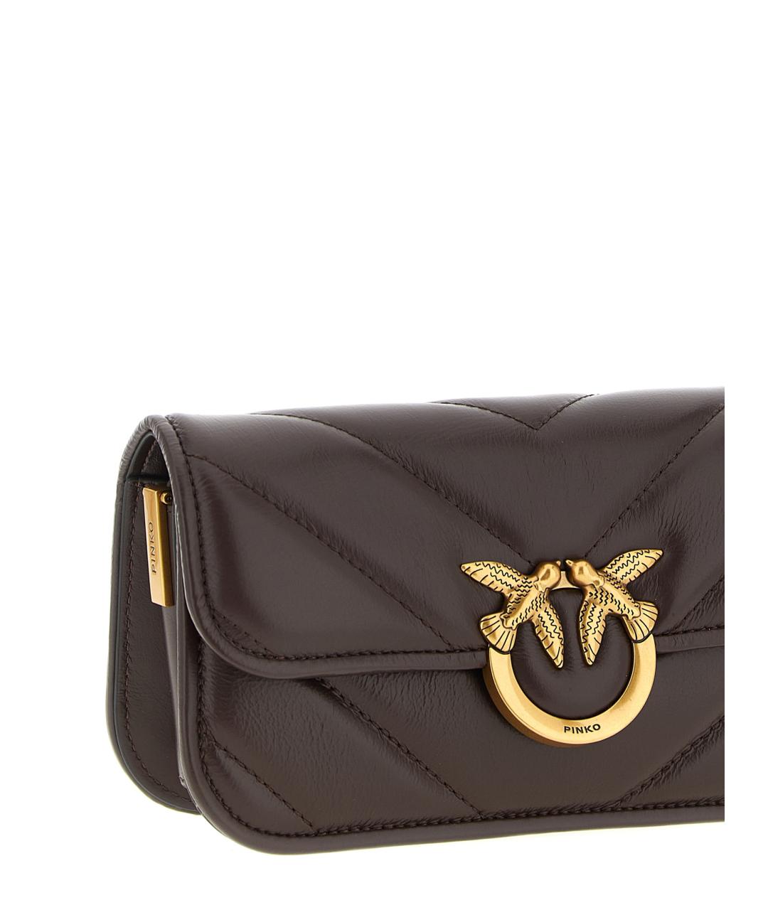 PINKO Бордовая кожаная сумка через плечо, фото 2