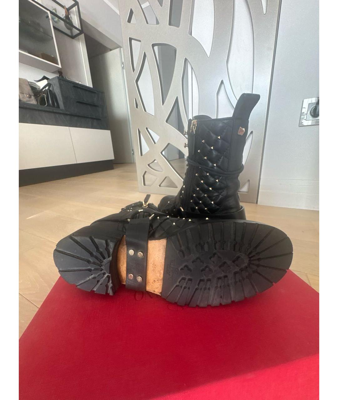 VALENTINO Черные кожаные ботинки, фото 5