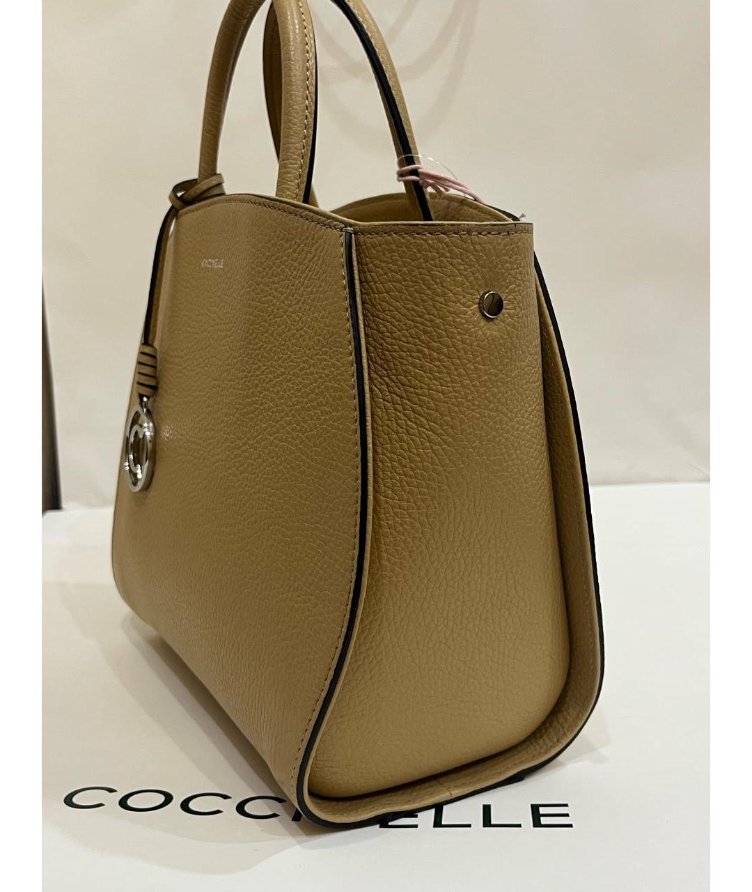 COCCINELLE Бежевая кожаная сумка с короткими ручками, фото 2