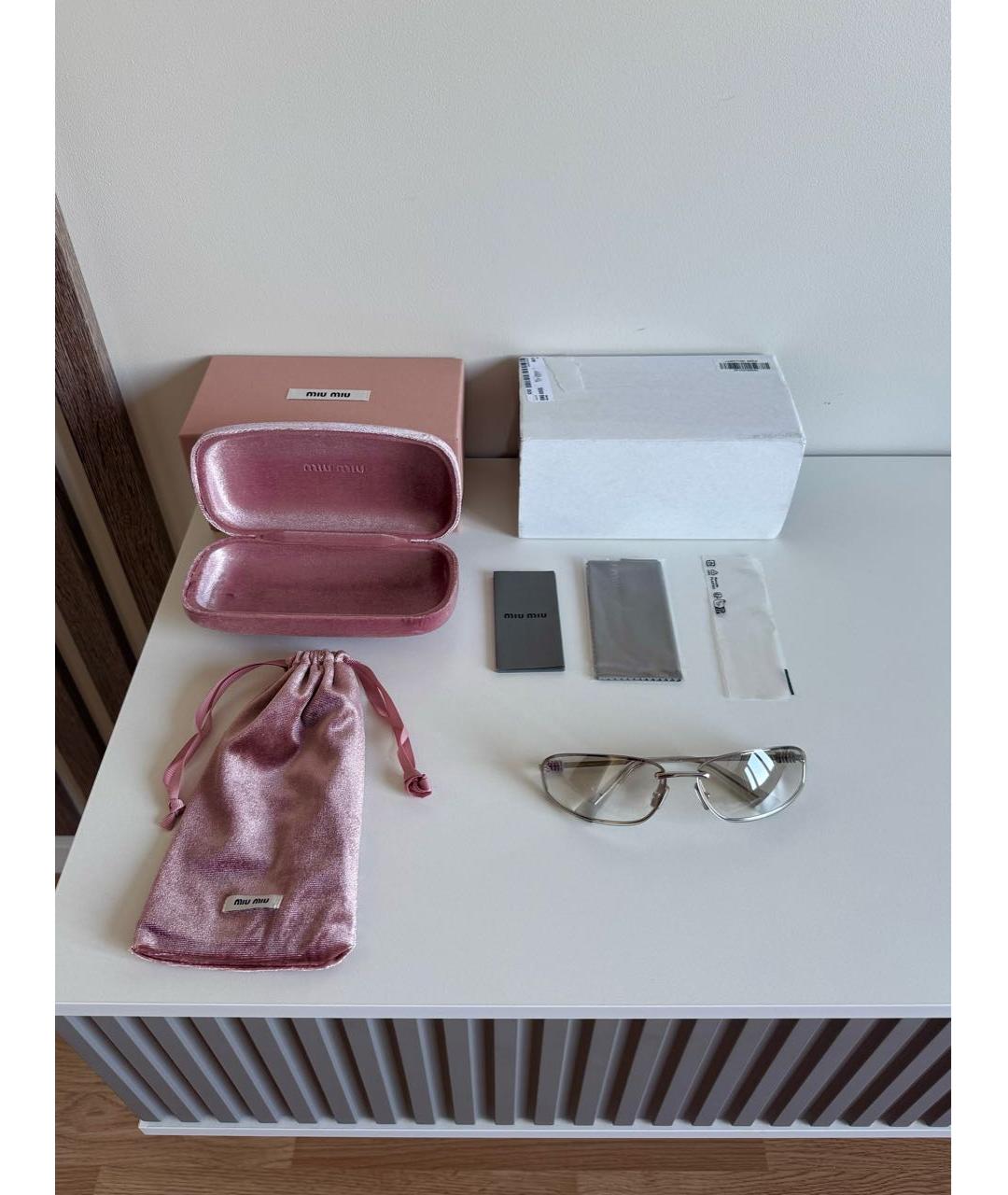 MIU MIU Серебряные пластиковые солнцезащитные очки, фото 2