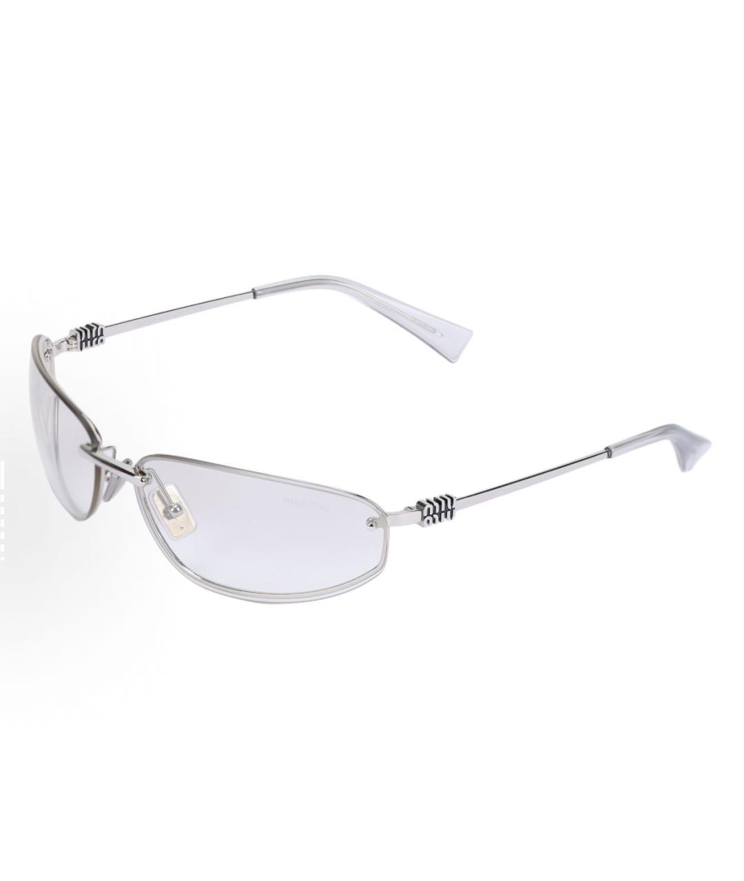 MIU MIU Серебряные пластиковые солнцезащитные очки, фото 9