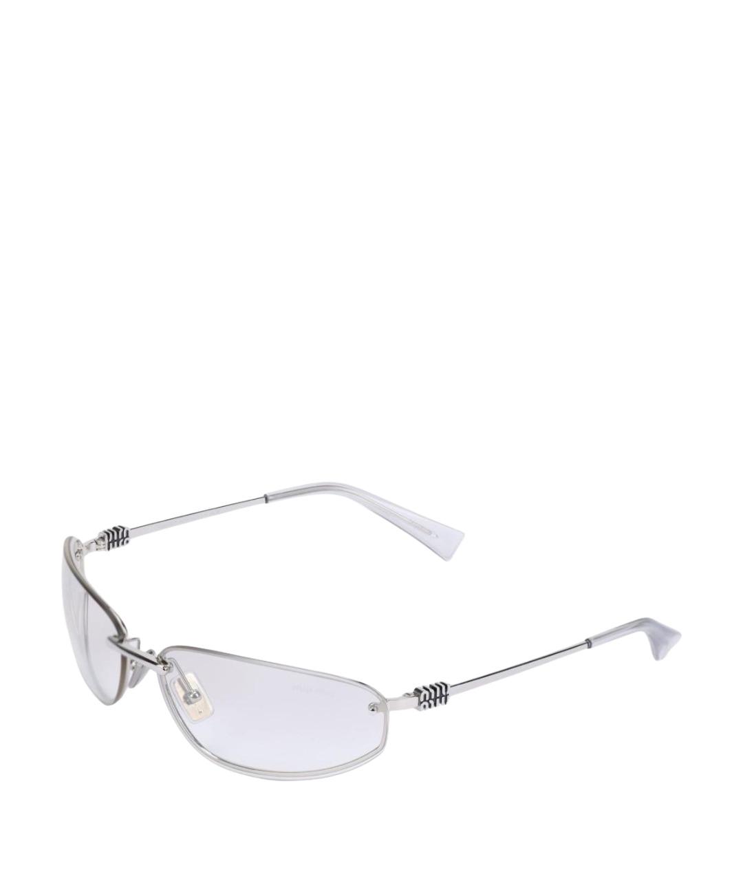 MIU MIU Серебряные пластиковые солнцезащитные очки, фото 1