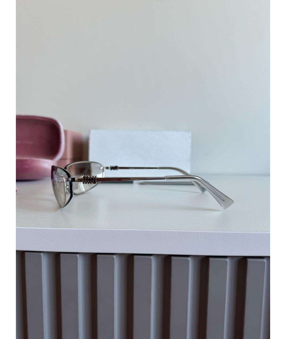 MIU MIU Серебряные пластиковые солнцезащитные очки, фото 5