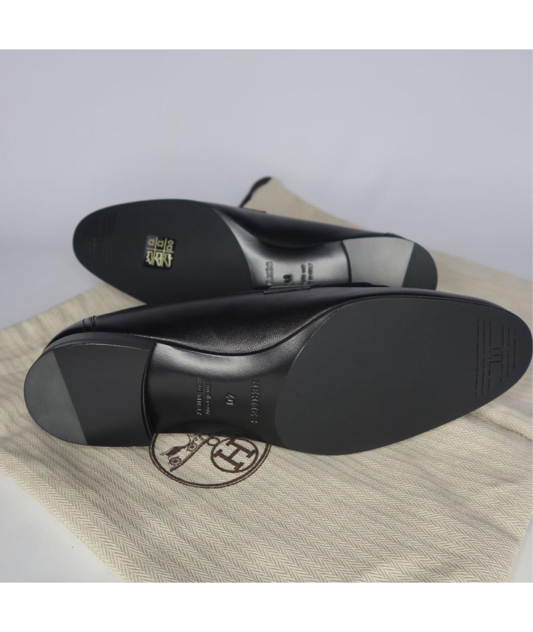 HERMES Черные кожаные лоферы, фото 6