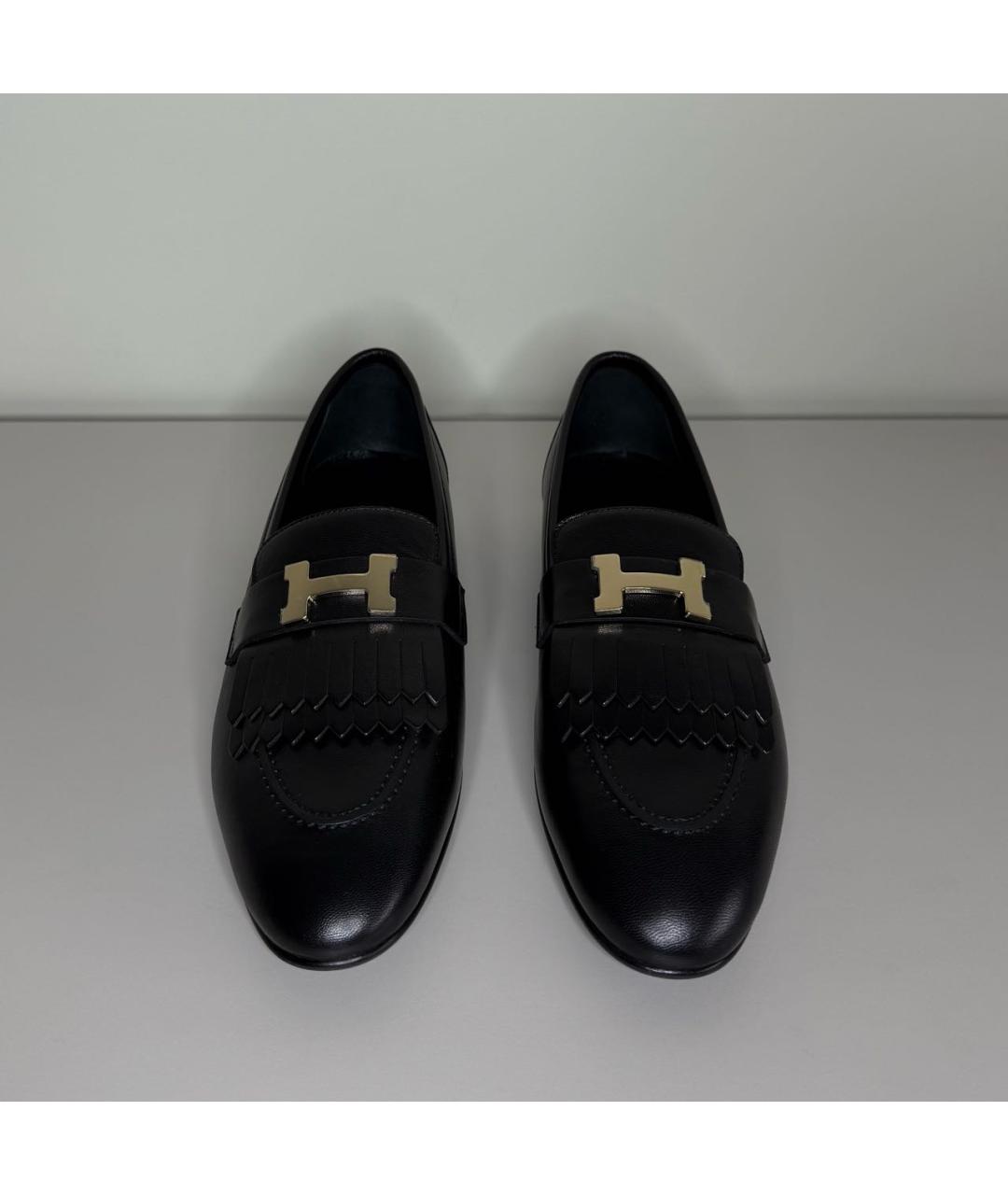HERMES Черные кожаные лоферы, фото 2