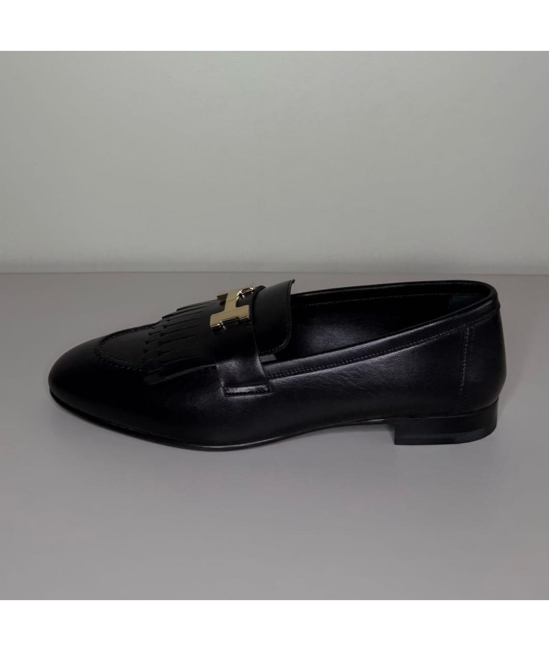 HERMES Черные кожаные лоферы, фото 9