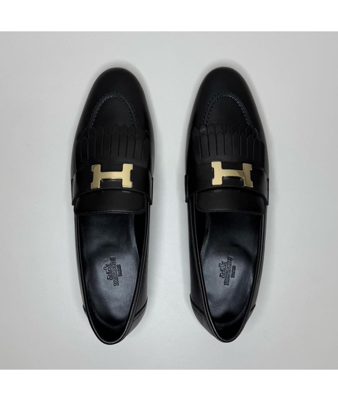 HERMES Черные кожаные лоферы, фото 3