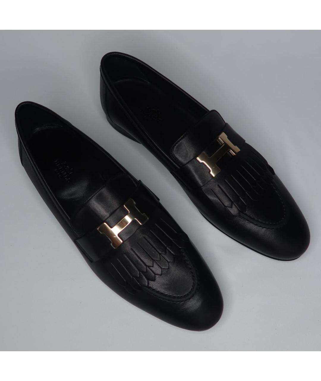 HERMES Черные кожаные лоферы, фото 7
