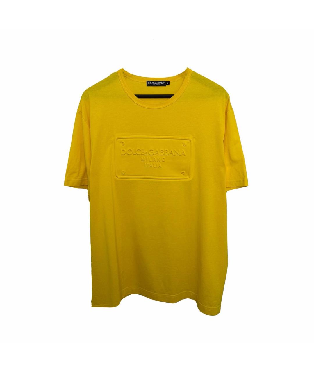 DOLCE&GABBANA Горчичная хлопковая футболка, фото 1