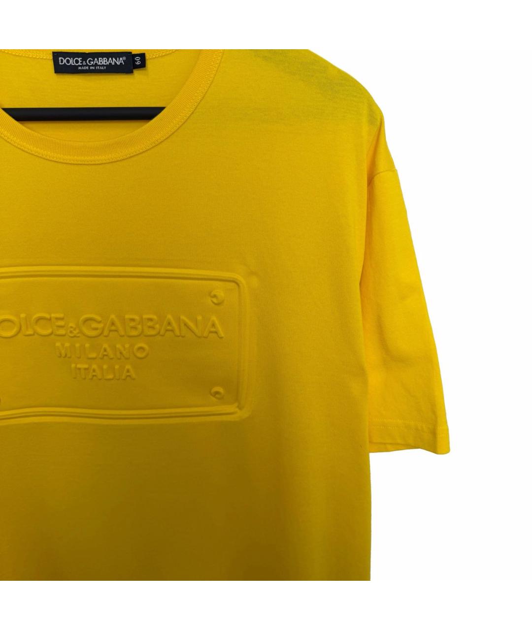 DOLCE&GABBANA Горчичная хлопковая футболка, фото 2