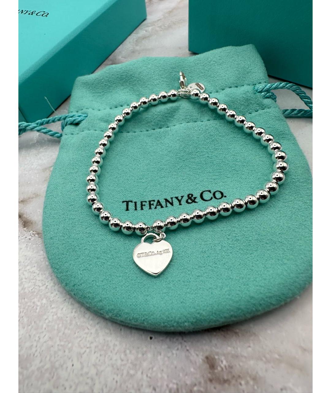 TIFFANY&CO Салатовый серебряный браслет, фото 2