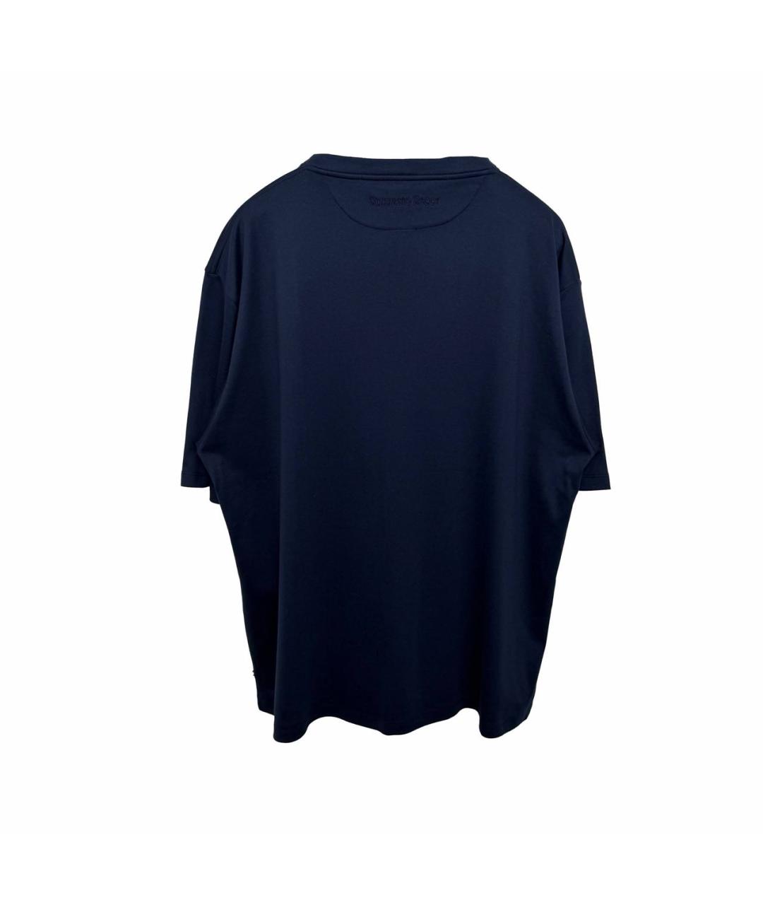 STEFANO RICCI Темно-синяя хлопковая футболка, фото 3