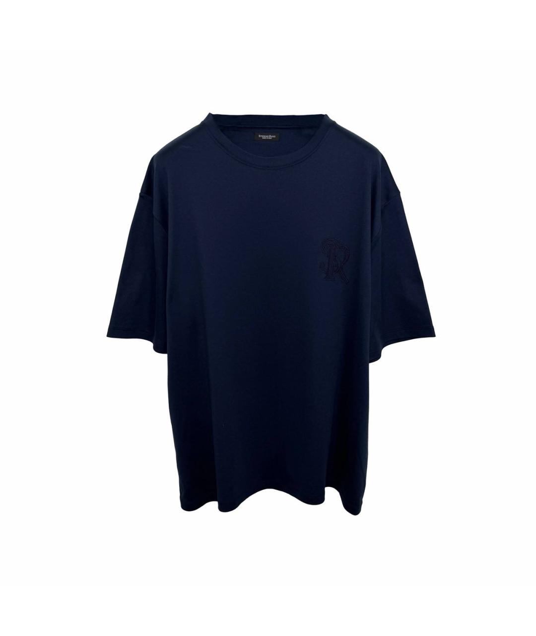 STEFANO RICCI Темно-синяя хлопковая футболка, фото 1