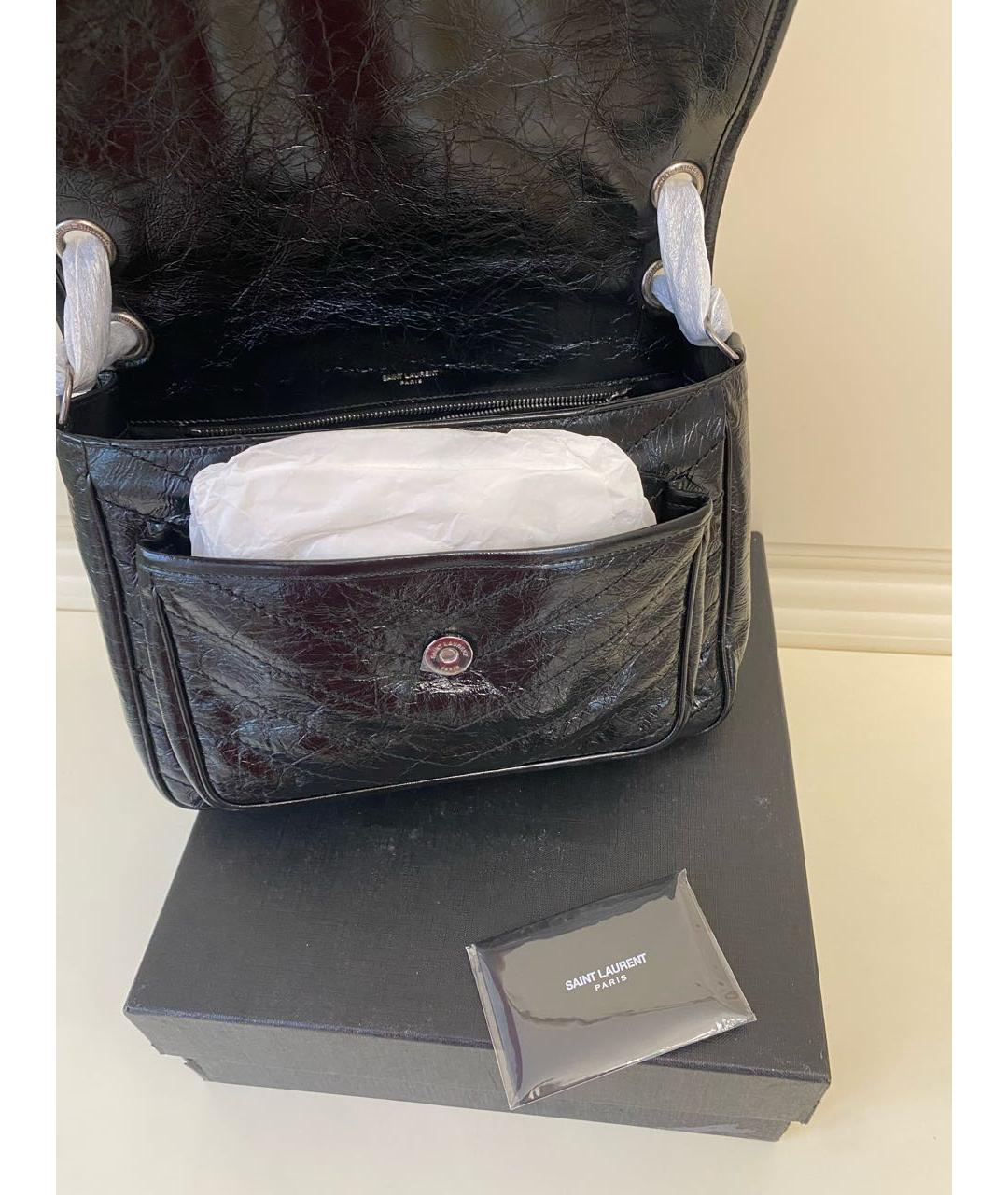 SAINT LAURENT Черная сумка через плечо из лакированной кожи, фото 4