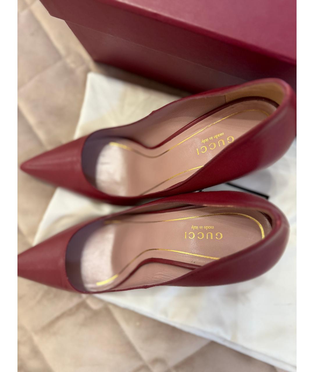 GUCCI Бордовые кожаные туфли, фото 3