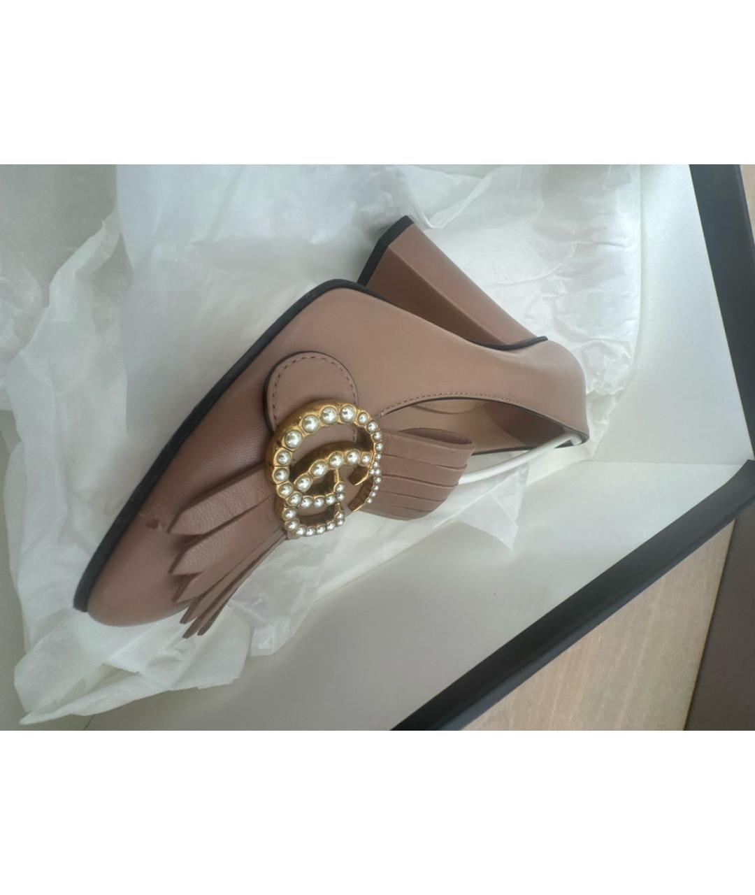 GUCCI Бежевые кожаные туфли, фото 7